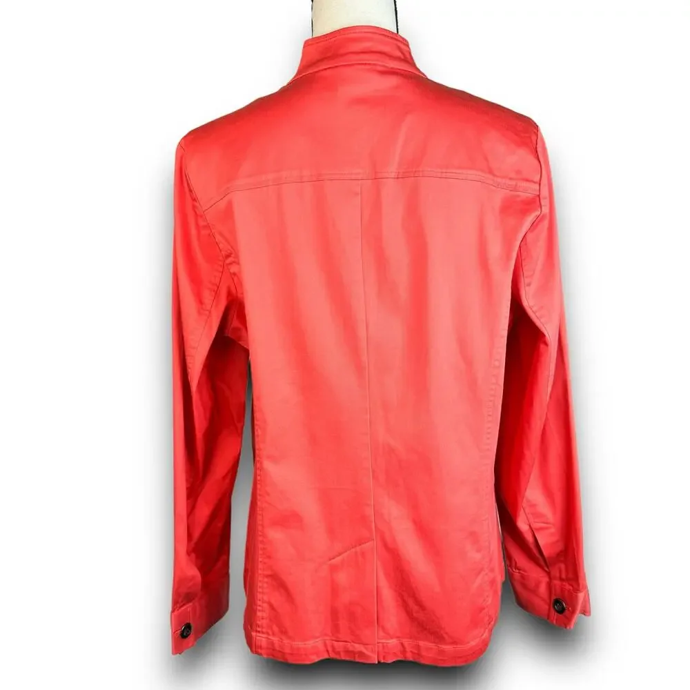 Additions by Chicos Lightweight Jacket Button Front Spring Coral Color Size 12